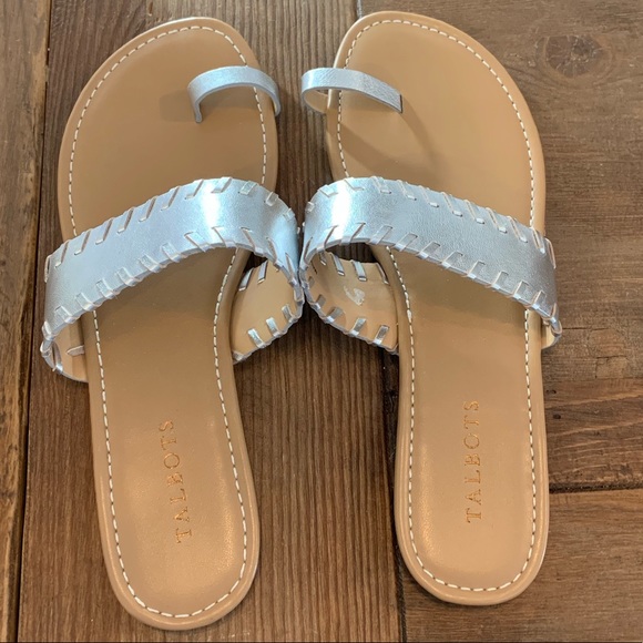 Talbots Shoes - Talbots Silver Whip Stitch Sandals Flats EUC
